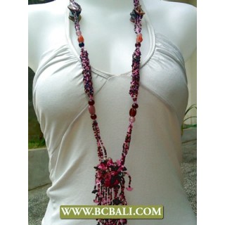 Cute Layered Beading Necklaces with Stone Pendants